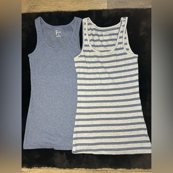 Felina Women’s Ribbed Tank Top Set Small Blue & Blue Stripe Sleeveless - Picture 2 of 4